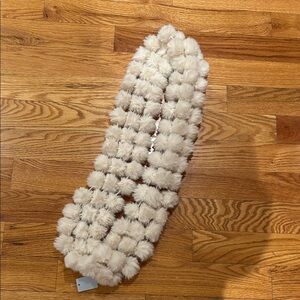 Fluffy Cream faux fur  Pom Pom infinity Scarf